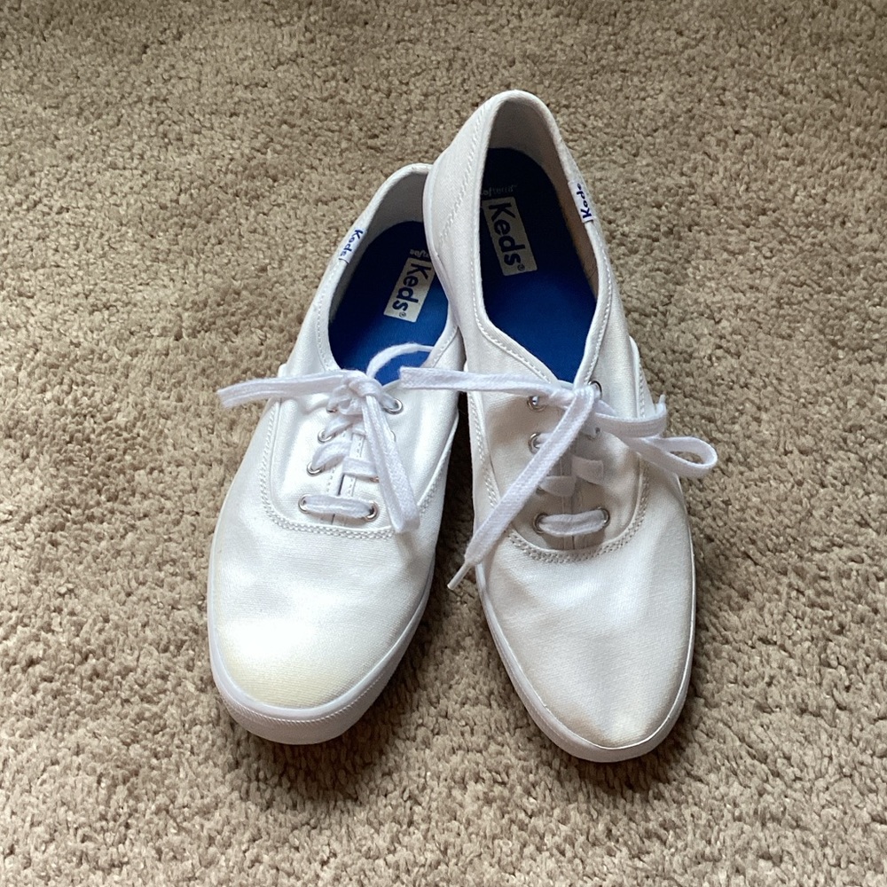 Keds White Canvas Lace-Up Sneakers